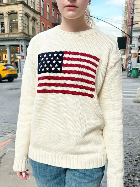 USA flag old money sweater